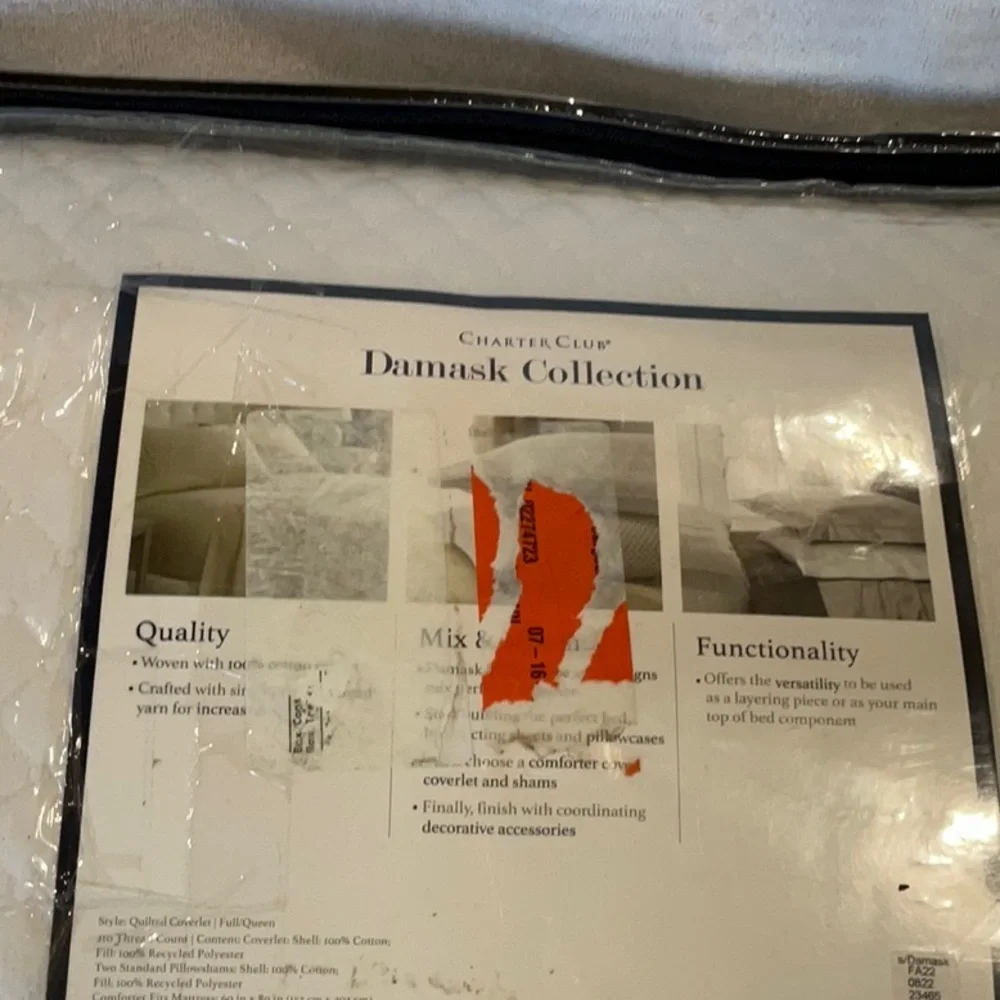 NEW CHARTER CLUB Damask Solid White Coverlet Set
